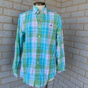VINEYARD VINES SLIM FIT WHALE Long Sleeve Button Up in Pink & Green SHIRT SIZE S